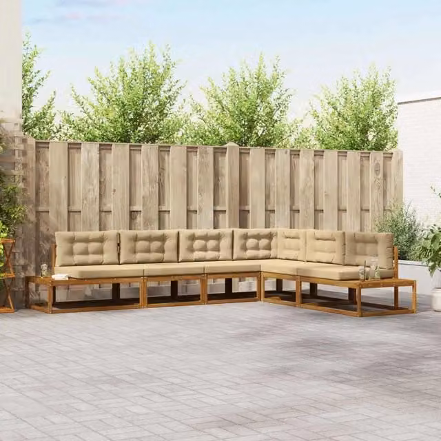 Set di divani da esterno 6 pz Naturale e Beige 3368146
