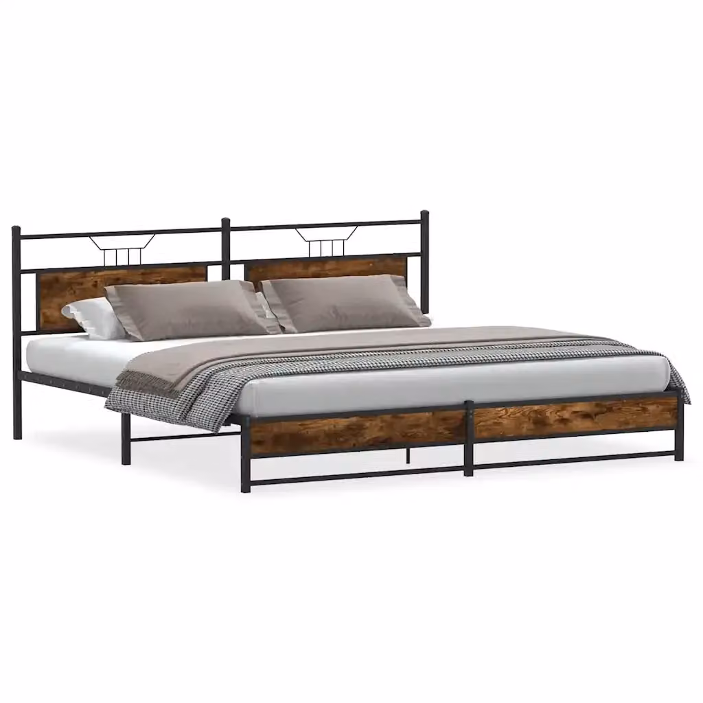 Giroletto vidaXL in metallo e MDF color rovere fumo, L/P: 200 x 200 cm – 2