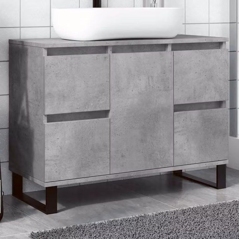 Armadietto da bagno sospeso vidaXL in stile industriale, Grigio, L: 80 cm, P: 33 cm, H: 60 cm