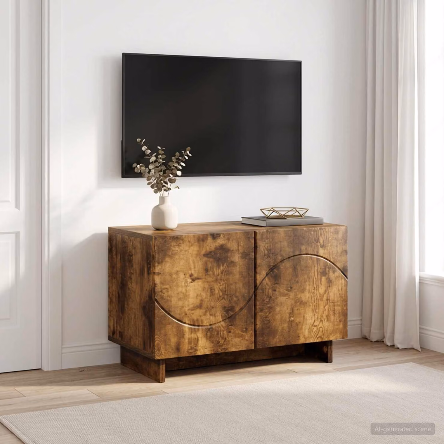 Supporto TV moderno vidaXL in legno ingegnerizzato color rovere fumo L: 60 cm, P: 34.5 cm, H: 40 cm