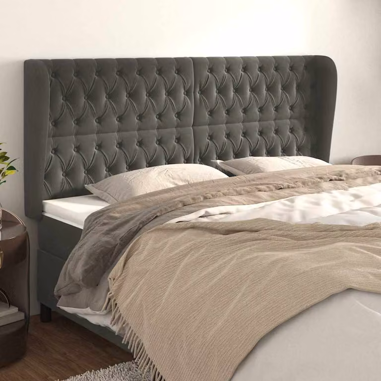 Testiera ad Orecchio vidaXL in Velluto Grigio L: 183 cm, P: 23 cm, H: 118/128 cm