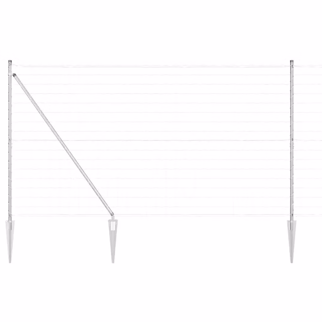 Recinzione da esterno vidaXL in acciaio zincato argento con punte, L: 10 m, H: 1,5 m – 2