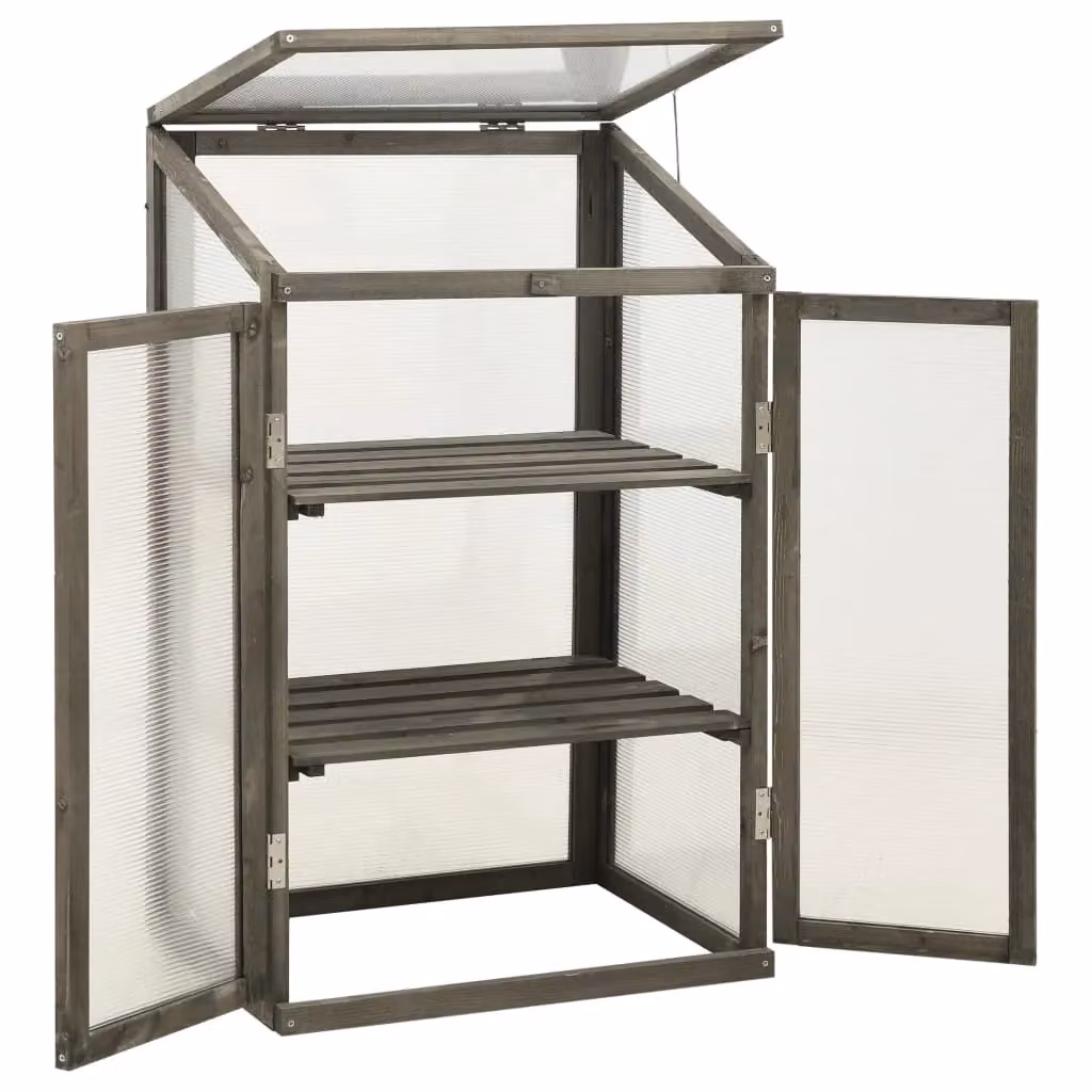 Tenda da serra in legno e policarbonato grigio per orto e fiori L: 60 cm, P: 45 cm, H: 100 cm – 2