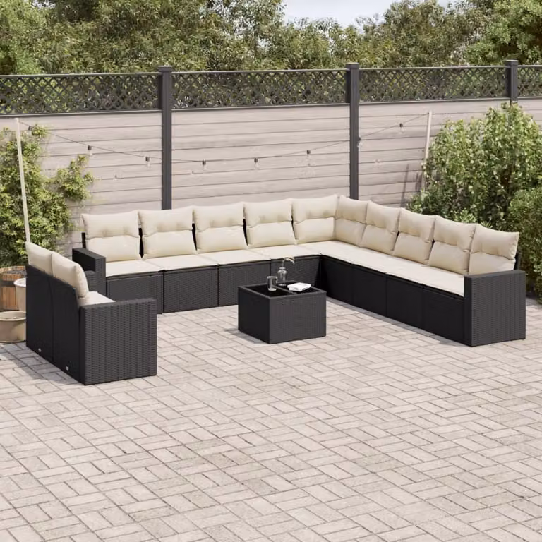 Maison Exclusive - Set divani da giardino 12 pezzi con cuscini in polyrattan nero