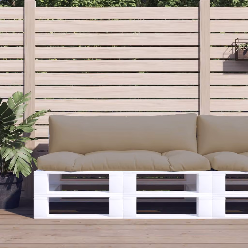 Set di 2 cuscini per pallet vidaXL in poliestere beige e grigio, resistenti all'acqua e ai raggi UV, forma rettangolare L/P/H: 110 x 110 x 10 cm