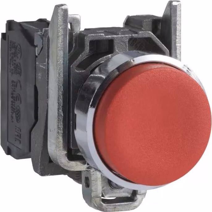 Pulsante Schneider Electric, Harmony XB4, metallo, 22 mm, rosso, sporgente, senza scritta, a pressione, 1Ö XB4BL42