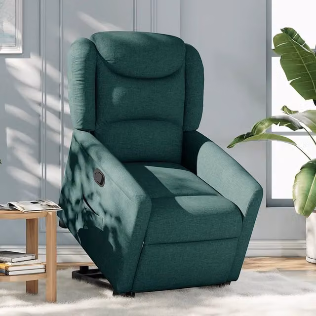 Poltrona | Sedia Relax Alzapersona Reclinabile Verde Scuro in Tessuto