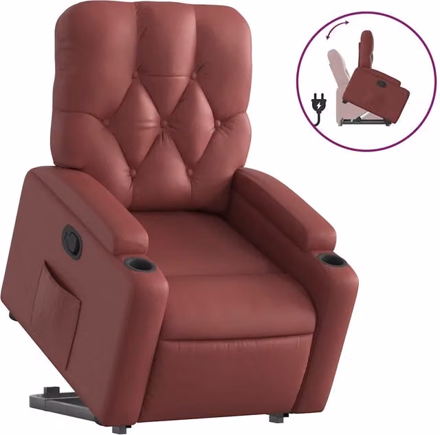 Poltrona | Sedia Relax Alzapersona Reclinabile Rosso Vino in Similpelle