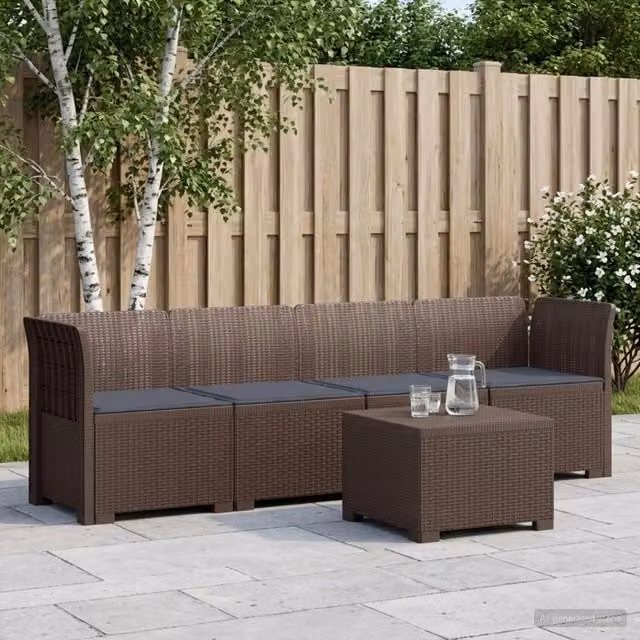 Divano da Giardino a 4 Posti con Cuscini in Stile Rattan PP 3443861