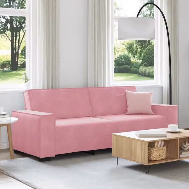 Divano a 3 Posti-Sofa 3 Posti rosa 180 cm in Velluto 479987