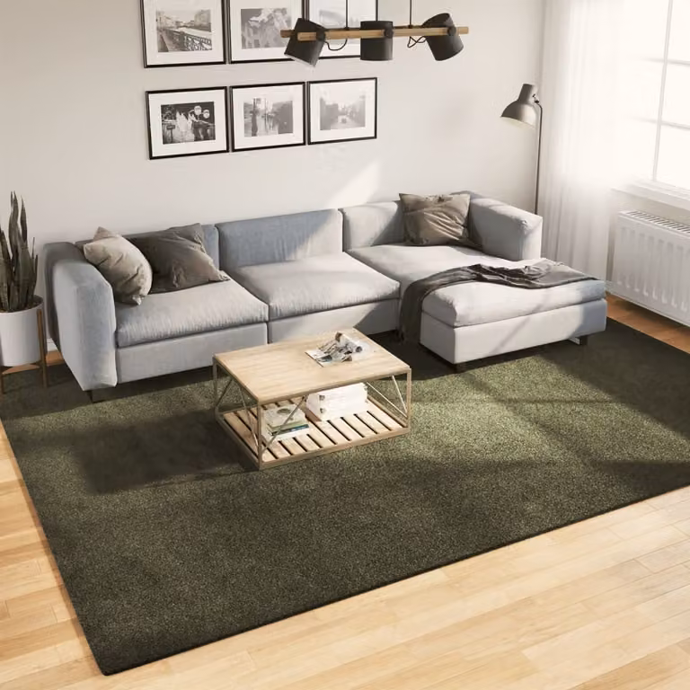 vidaXL Tappeto Pelo Corto HUARTE Verde, Lavabile, Antiscivolo e Adatto a Riscaldamento a Pavimento, L: 340 cm x P: 240 cm, Spessore: 1,8 cm