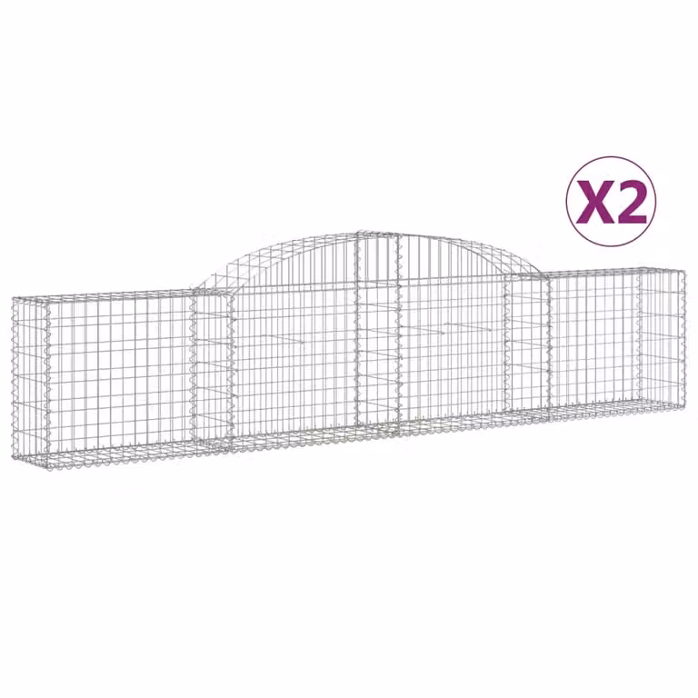 Cesti Gabbioni ad Arco 2 pz 300x30x60/80 cm Ferro Zincato