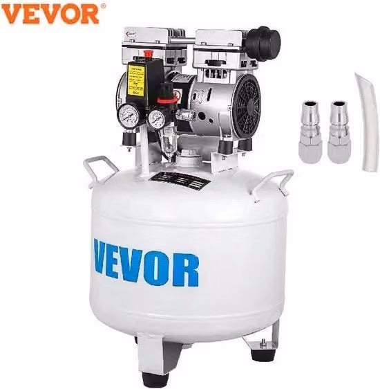 Compressore d'aria Vevor da 850W con serbatoio da 30L, 8 Bar, Nero e Bianco