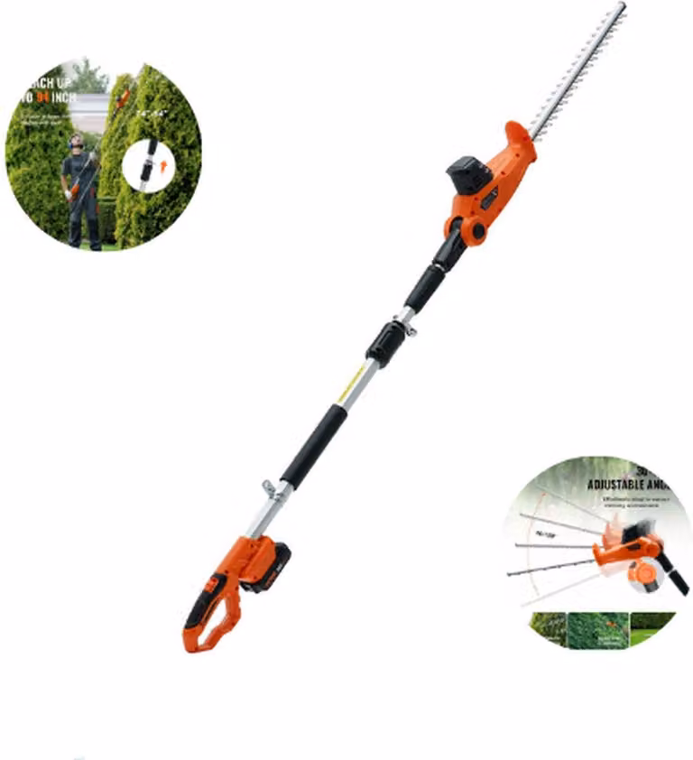 Potatore telescopico - Potente batteria da 20V con caricabatterie rapido - Lame in acciaio da 46 cm - Portata fino a 240 cm