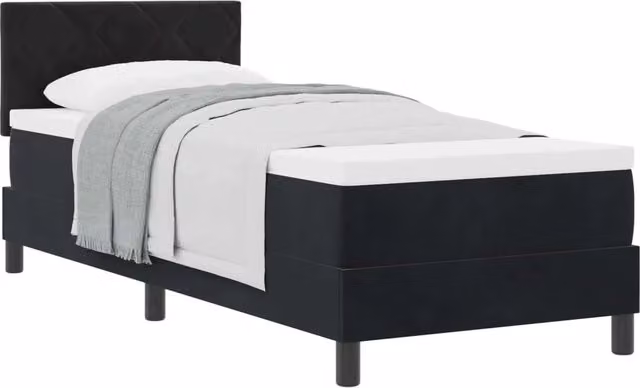 Letto singolo | Letto per adulti | Letto a molle con materasso Nero 80 x 200 cm Velluto