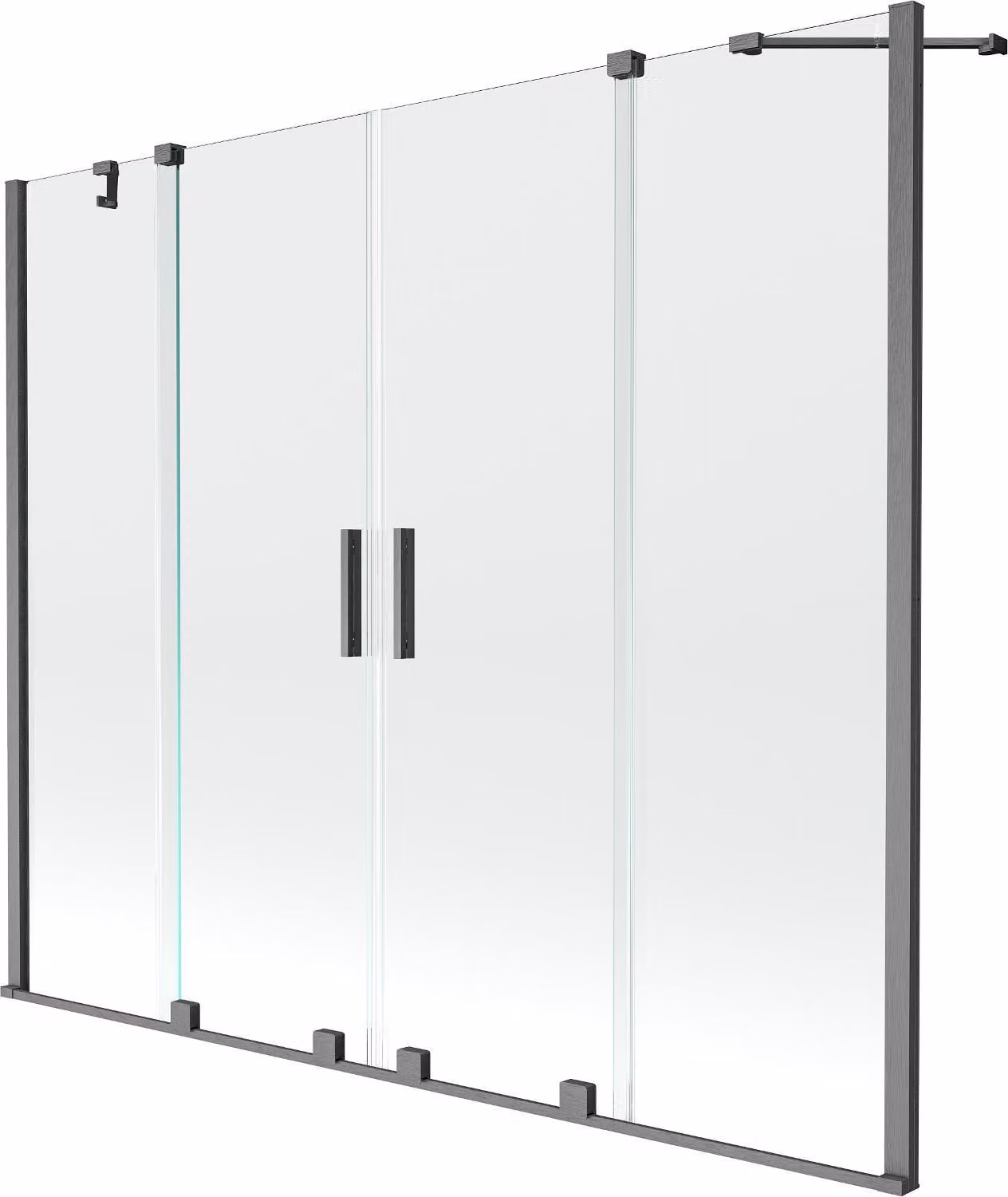 Mexen Velar Duo paratia per vasca da bagno scorrevole a 2 ante 180 x 150 cm, trasparente, grigio canna di fucile spazzolato