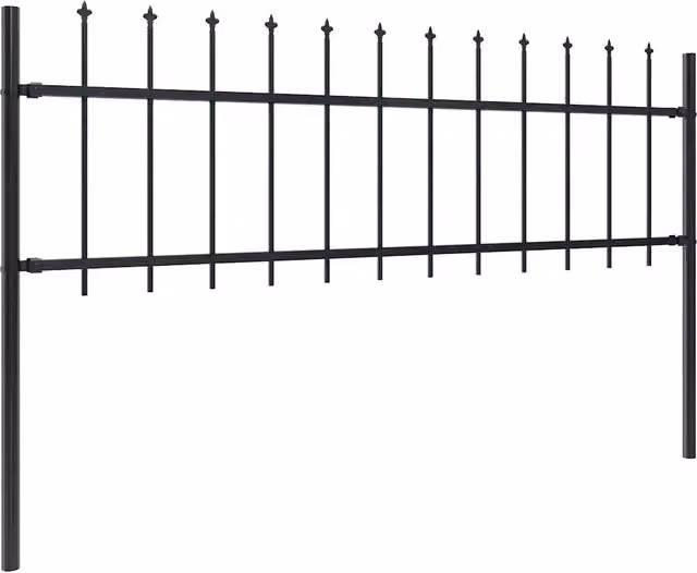 Recinzione da Giardino | Recinzione da cortile con Punta a Lancia in Acciaio 1248x60 cm Nero