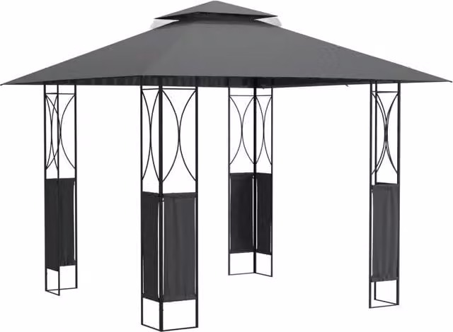 Gazebo | Pergolato con Tetto Antracite 300x300x270 cm Acciaio