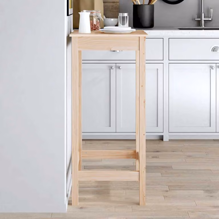 vidaXL Tavolo da Bar Quadrato in Legno di Pino Rustico, Colore Marrone/Beige, L/P/H: 50 x 50 x 110 cm