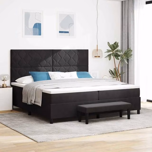 Letto moderno con testiera in velluto nero vidaXL L: 200 cm, P: 200 cm, H: 128 cm – 1