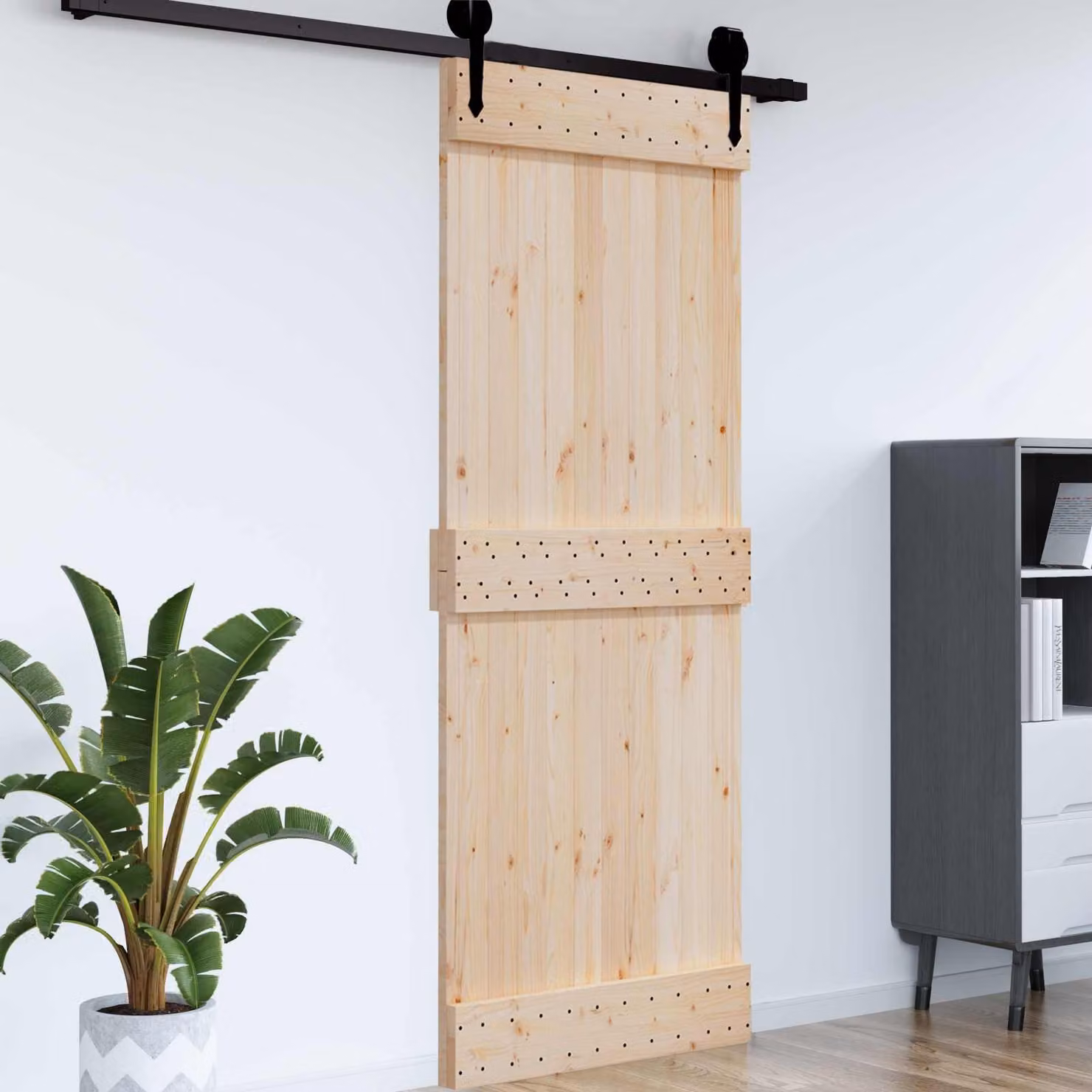 Porta liscia minimalista vidaXL NARVIK in legno impiallacciato, colore marrone/beige, L: 95 cm, H: 210 cm