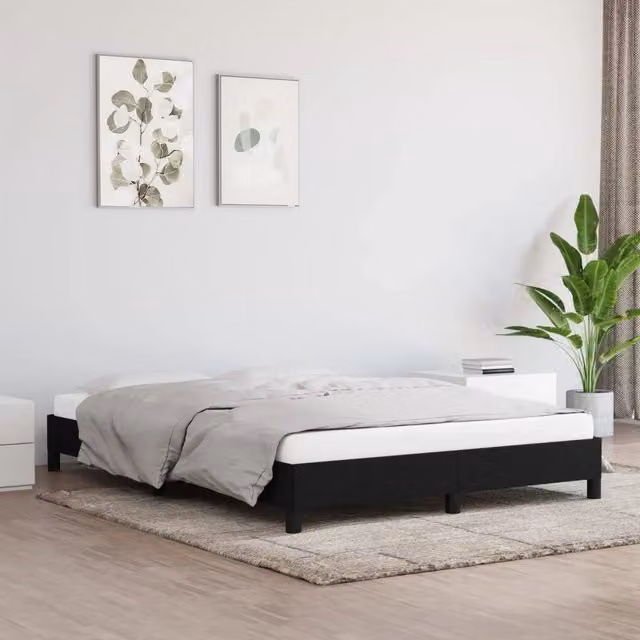 Giroletto senza Materasso-Struttura Letto Nero 140x190 cm in Tessuto 691155