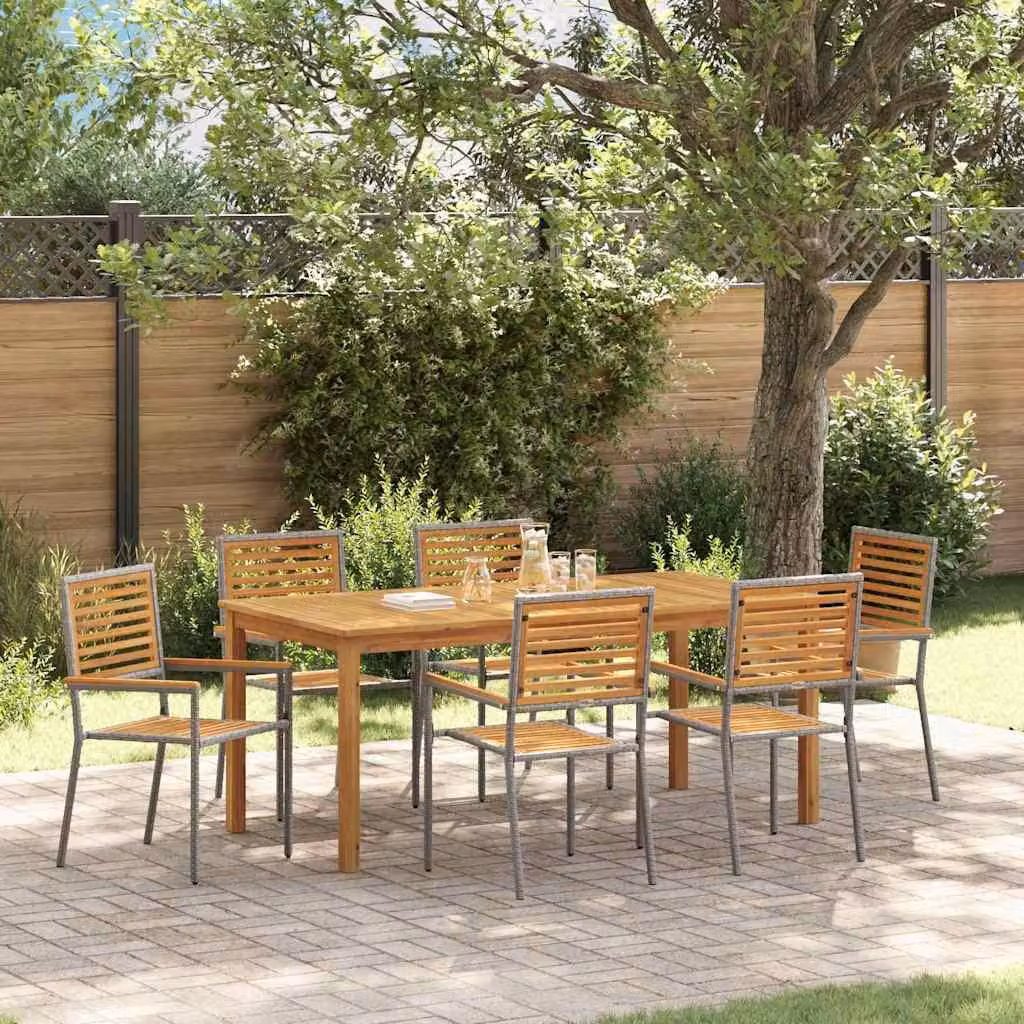 Maison Exclusive - Set da pranzo per esterno, 7 pezzi, legno massello di acacia, colore grigio