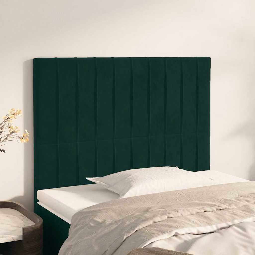 Testiera per letto vidaXL in velluto verde scuro con pannello imbottito, L: 90 cm, P: 5 cm, H: 118-128 cm