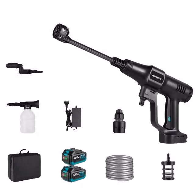 Pistola per autolavaggio ad alta pressione, motore brushless, funzionalità 6 IN 1, 2 batterie