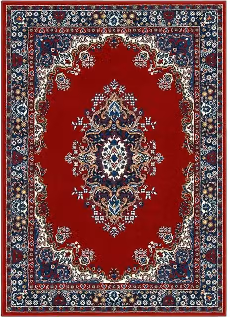 Tappeto P6210 rosso cm.280x470 stile orientale persiano, economico resistente facile da pulire
