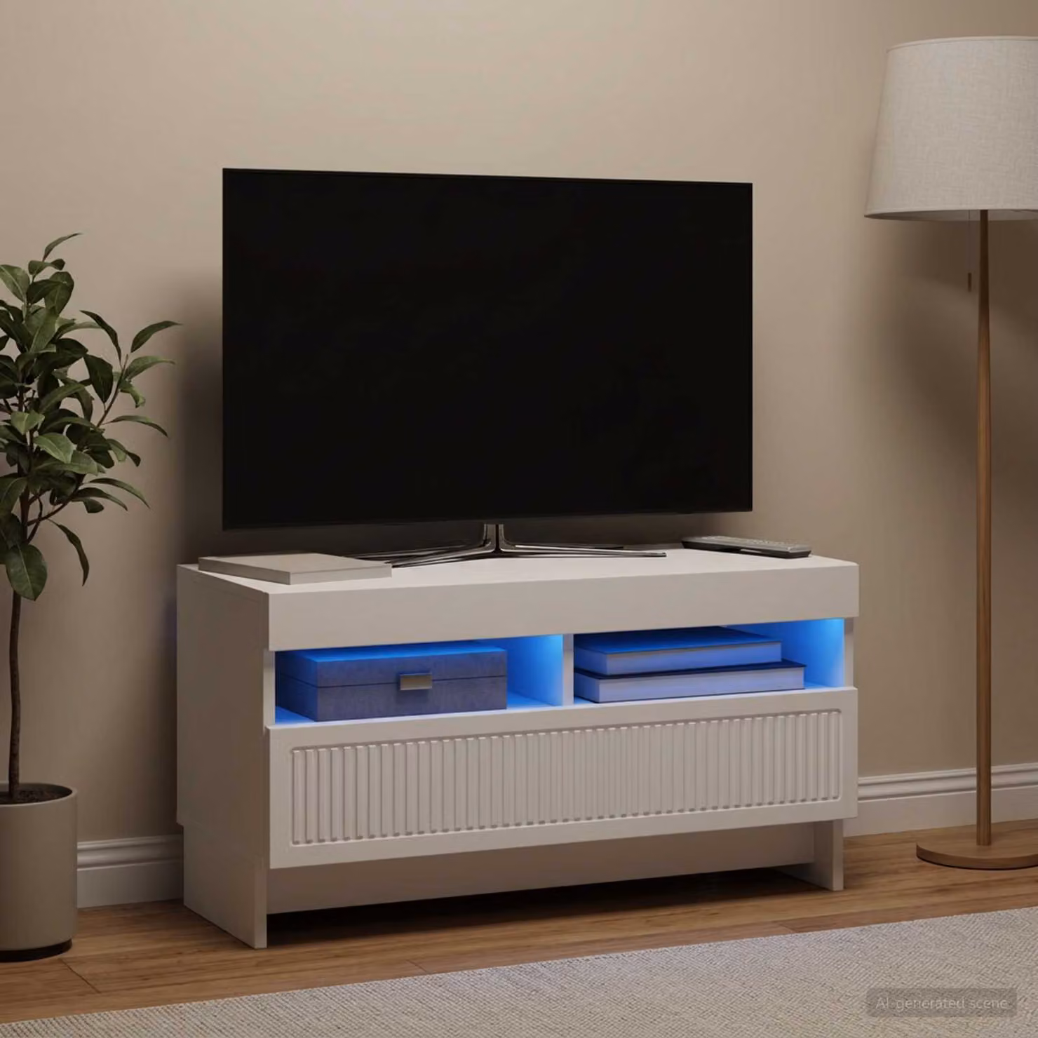 Mobile TV LED vidaXL ALKMAAR Bianco con illuminazione integrata L 81 cm, P 35 cm, H 43 cm
