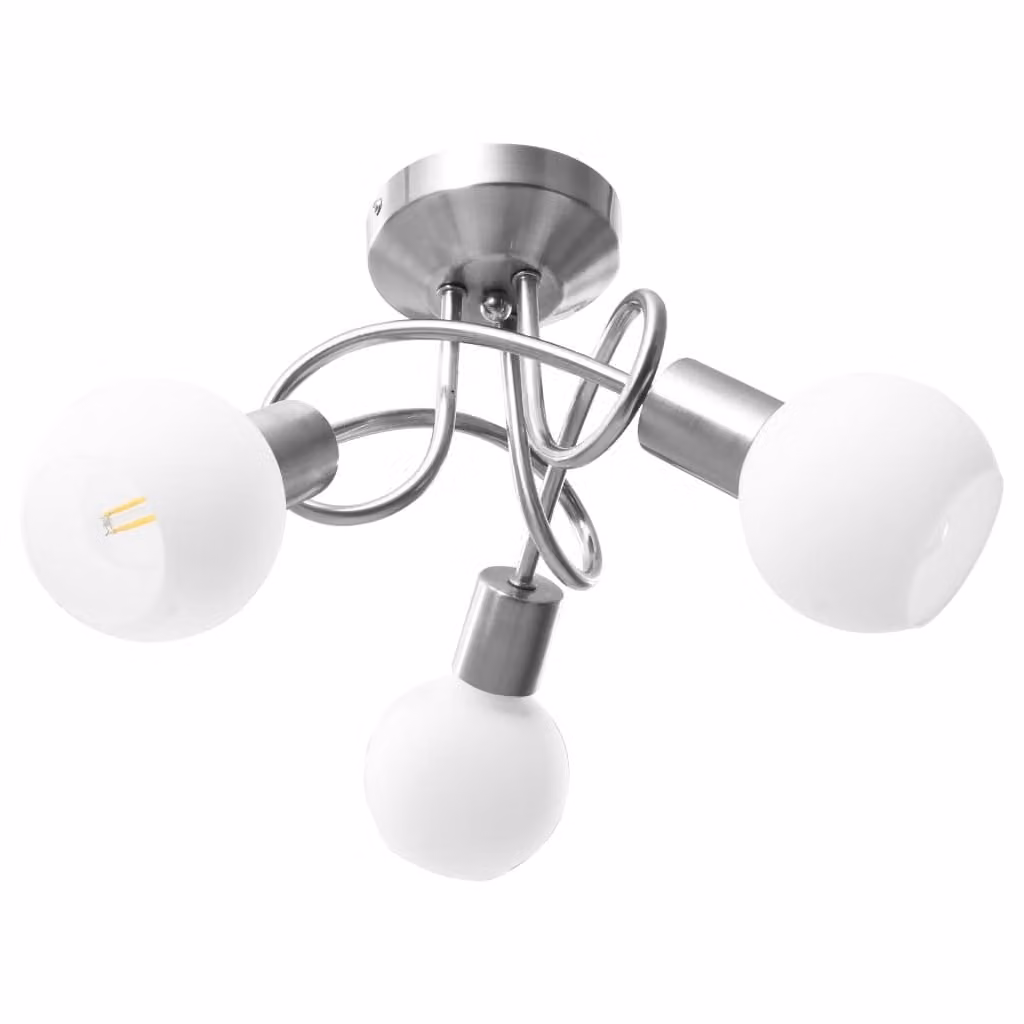 Lampadario Paralume in Vetroceramica a Coppa Bianco 3 Lampadine E14