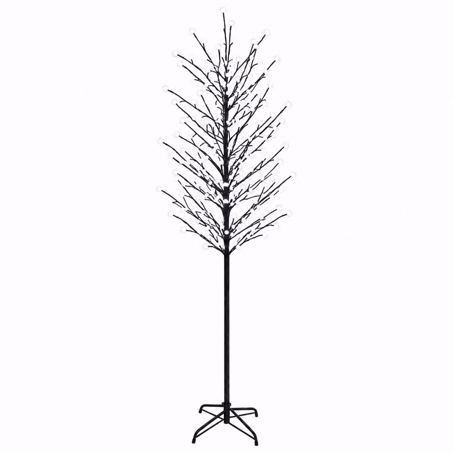 vidaXL Albero di Natale con palline LED Nero 240 cm Acciaio 280 LED