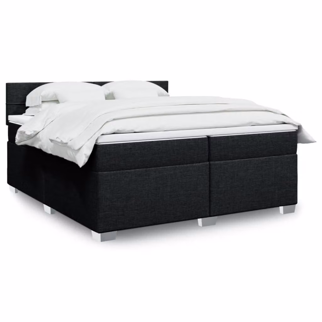 vidaXL Giroletto a Molle Ibrido con Materasso in Tessuto Nero 200 x 200 cm