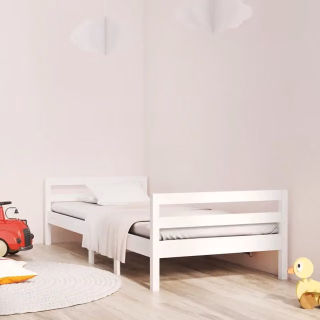 Giroletto vidaXL in legno massello di pino bianco con doghe fisse L: 195,5 cm, P: 80,5 cm, H: 52,5 cm