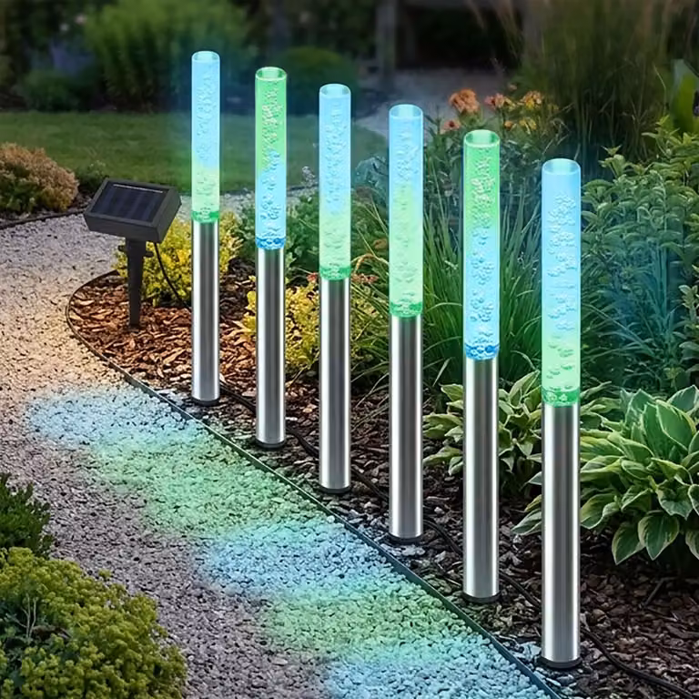 Bolle di luce solare a LED - Set di 6 con cambio di colore - Decorazione lampade da giardino