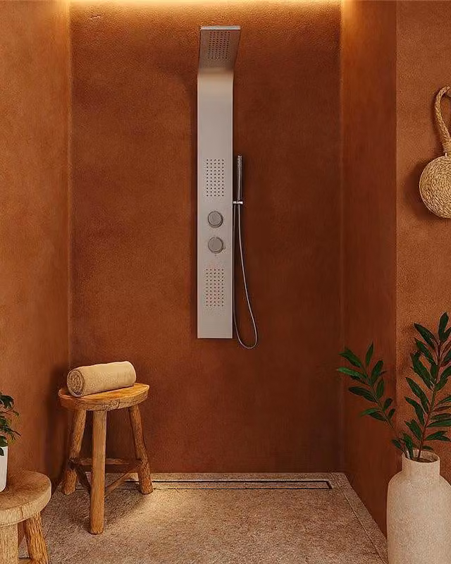 Pannello doccia idromassaggio Ibiza in alluminio silver tondo