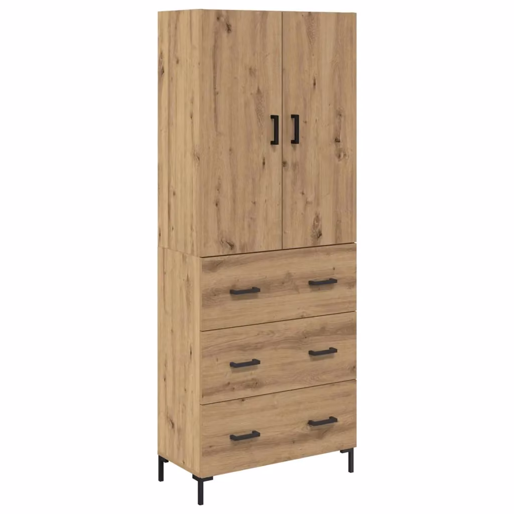 Credenza moderna vidaXL in legno e MDF color rovere, L/P/H: 69,5 x 34 x 180 cm – 2