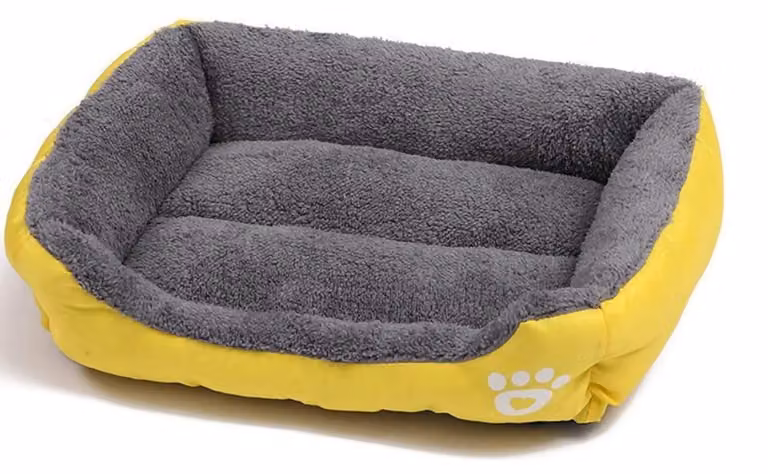 Cuccia per cani XL, 80 x 60 cm, quadrata, gialla, morbida e confortevole, adatta a cani e gatti