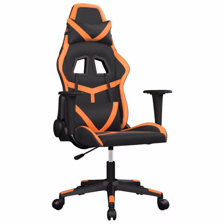 Sedia da Gaming Massaggiante Nero e Arancione in Pelle finta