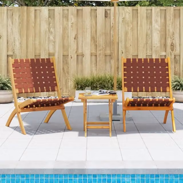 Set di 2 sedie pieghevoli vidaXL in legno di acacia rosso e marrone per giardino e terrazzo – 1