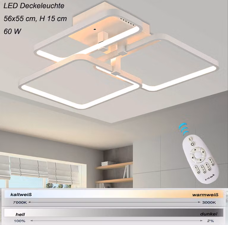 Plafoniera LED bianca XW007~3 con telecomando luce colore regolabile lampada dimmerabile lampada soggiorno illuminazione