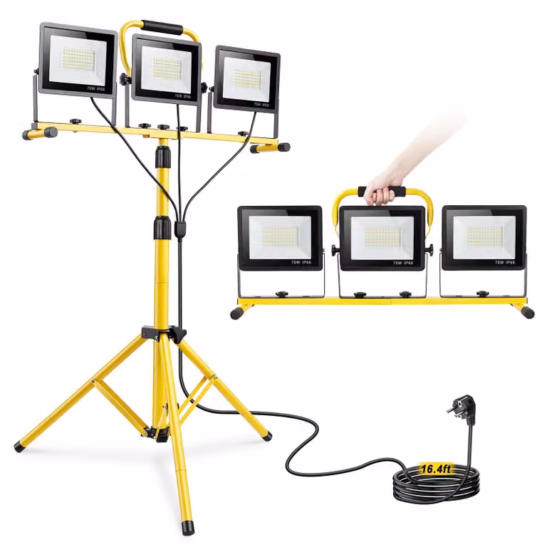 Lampada da lavoro a LED con stativo, 3 x 70W, 20000 lumen, grado di protezione IP66 (resistente all'acqua)