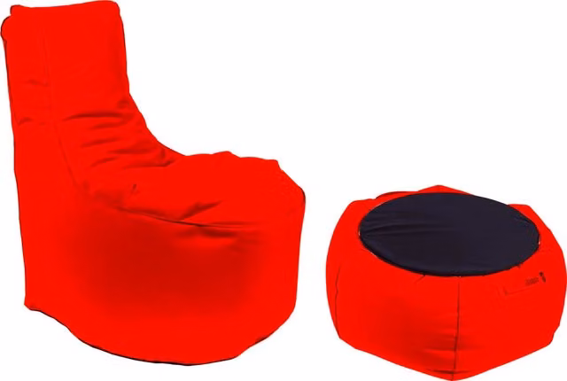 Poltrona Pouf e Tavolino in Acrilico Pomodone Rosso