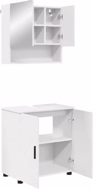 Set di mobili per il Bagno | Armadio da bagno Montaggio a parete 2 pz Bianco