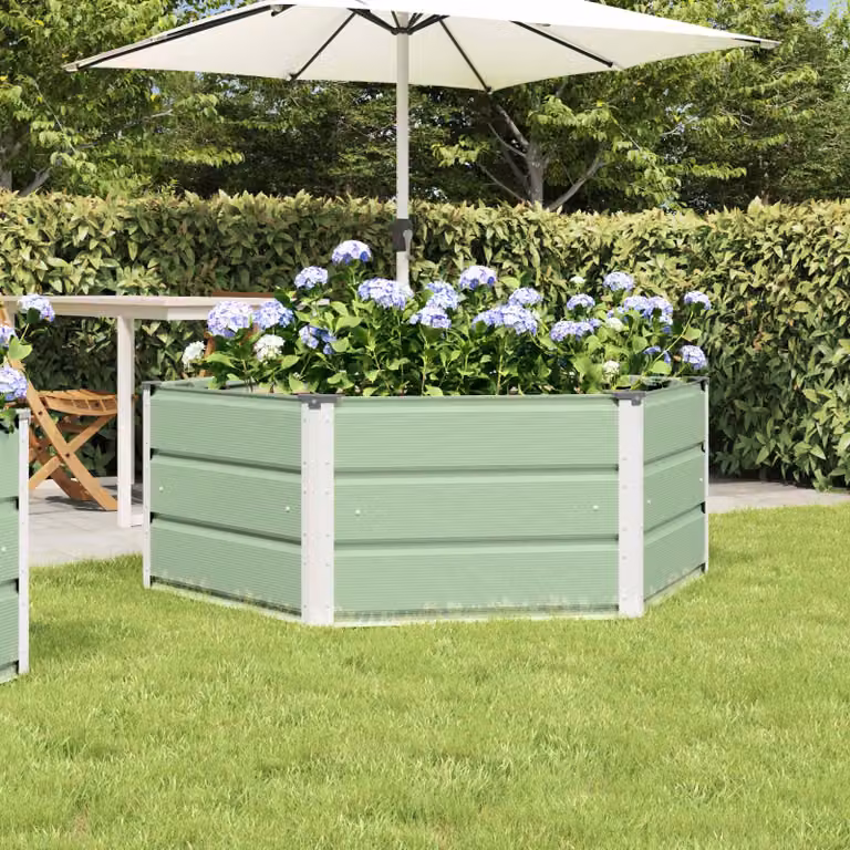 Fioriera vidaXL in acciaio verde, L 129 x P 129 x H 45 cm