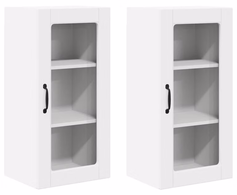 Mobile in vetro da parete LUCCA 2 pcs Bianco 40 x 31 x 80 cm