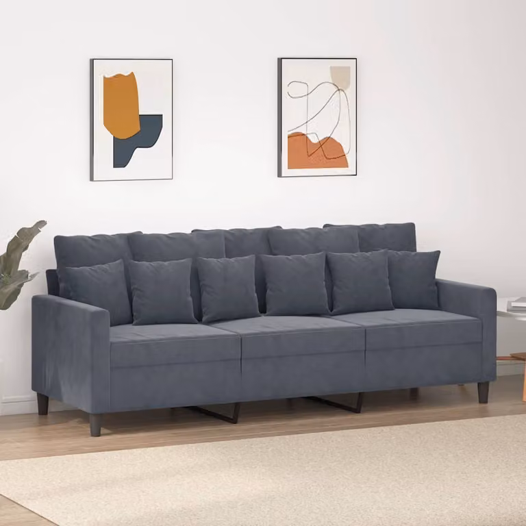 Maison Exclusive - Divano a 3 posti grigio scuro 180 cm velluto