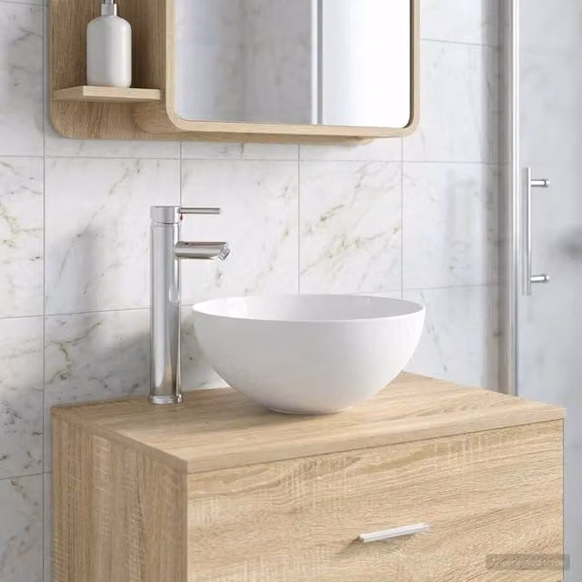 Lavabo con rubinetto e scarico Cromato 35,5 x 35,5 x 14,5 cm 890244