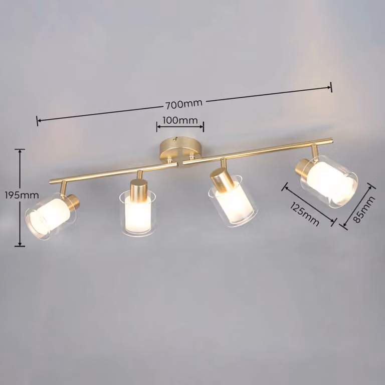 Reality Leuchten Plafoniera soffitto Neralo, dimmerabile, Ottone / Oro, Soggiorno / Sala da pranzo, Metallo, Plafoniera